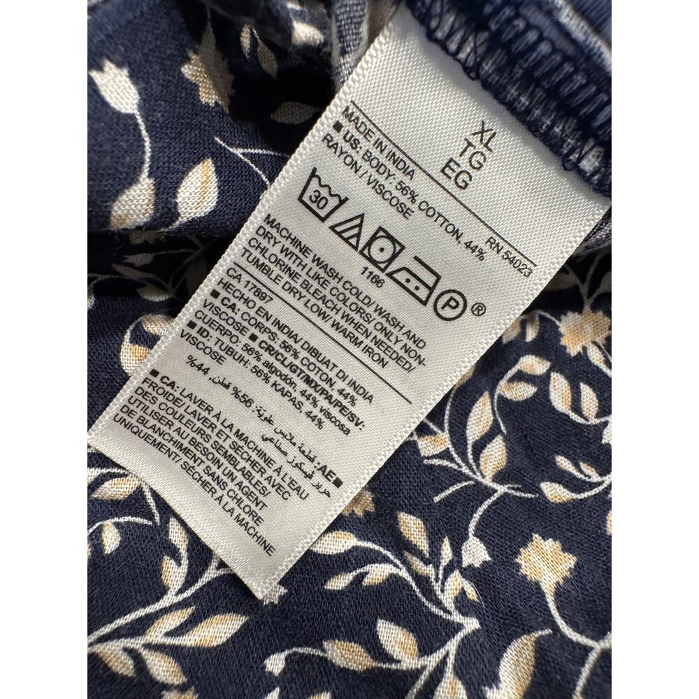 Old Navy Smocked Jersey Cami Jumpsuit XL Blue Ditsy Floral Square Neck Spaghetti - Picture 5 of 12